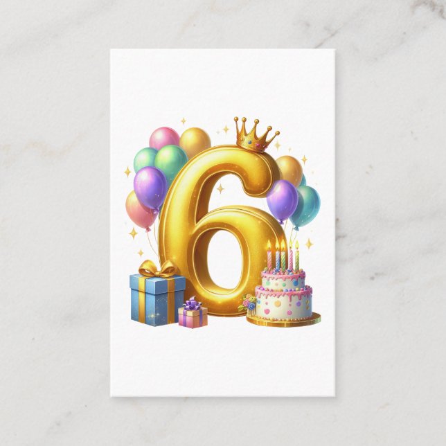 Carte De Visite Joyeux 6e Anniversaire (Devant)