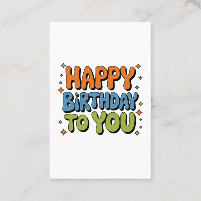 Carte De Visite Joyeux Anniversaire Groovy (Devant)