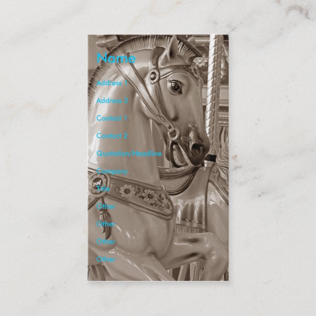 Carte De Visite Joyeux Cheval de ronde à Sepia (Devant)