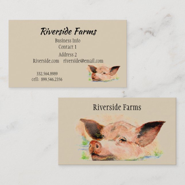 Carte De Visite Joyeux cochon dans la boue élevage d'animaux (Devant / Derrière)