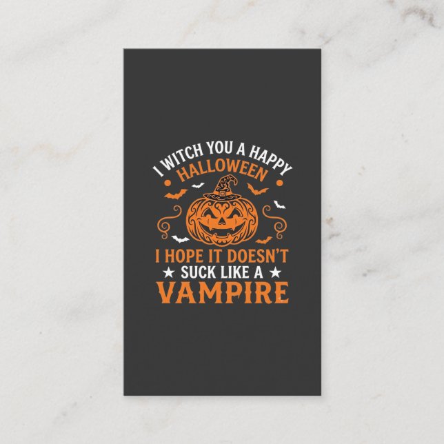 Carte De Visite Joyeux Halloween Vampire Citrouille Sorcière Chape (Devant)