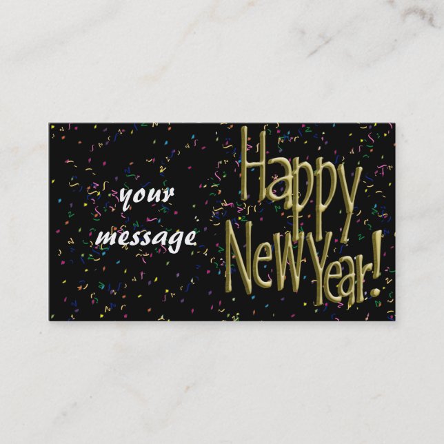Carte De Visite Joyeux New Year Gold Text (Devant)