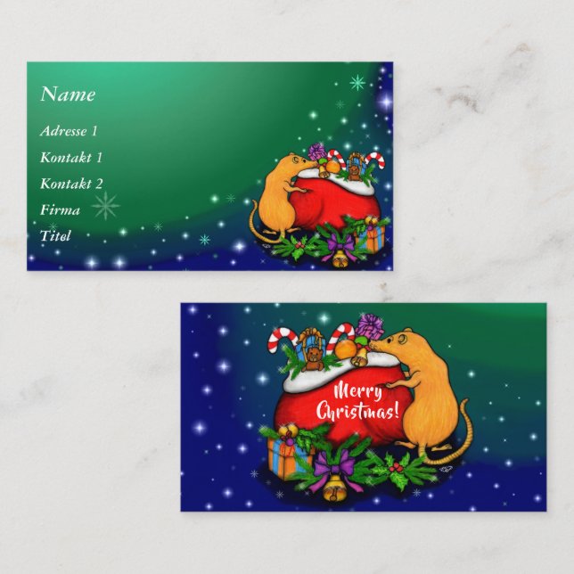 Carte De Visite Joyeux Noël avec Rat Prince (Devant / Derrière)