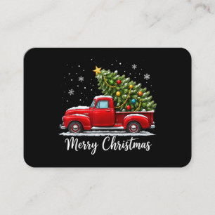 Carte De Visite Joyeux Noël camion rouge arbre hommes femmes