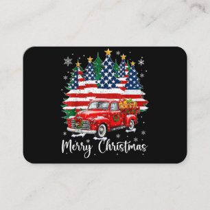 Carte De Visite Joyeux Noël Camion Rouge Vintage Drapeau Américain