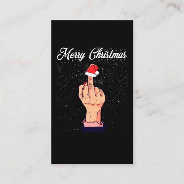 Carte De Visite Joyeux Noël Doigt Moyen Rude Xmas Vilain (Devant)