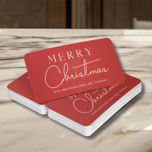 Carte De Visite Joyeux Noël Entreprise Merci Rouge