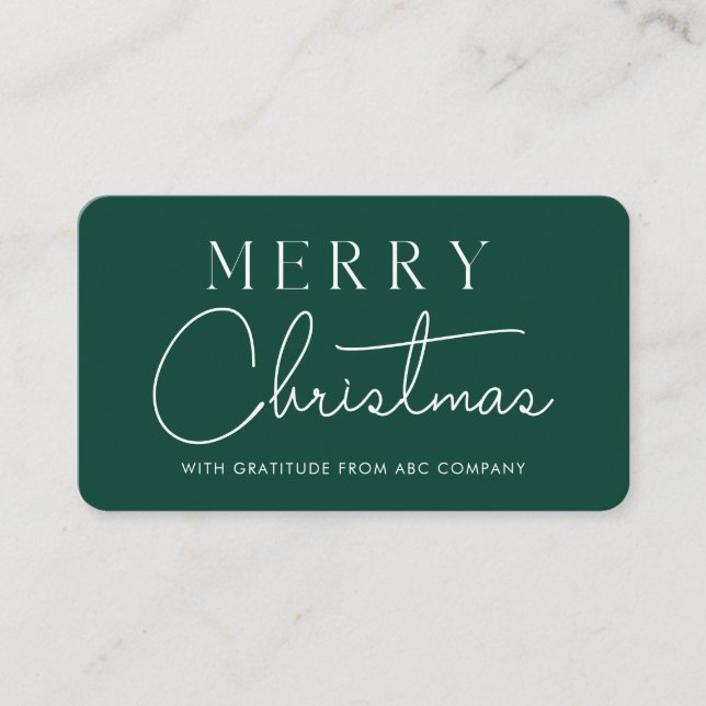 Carte De Visite Joyeux Noël Entreprise Merci vert (Devant)
