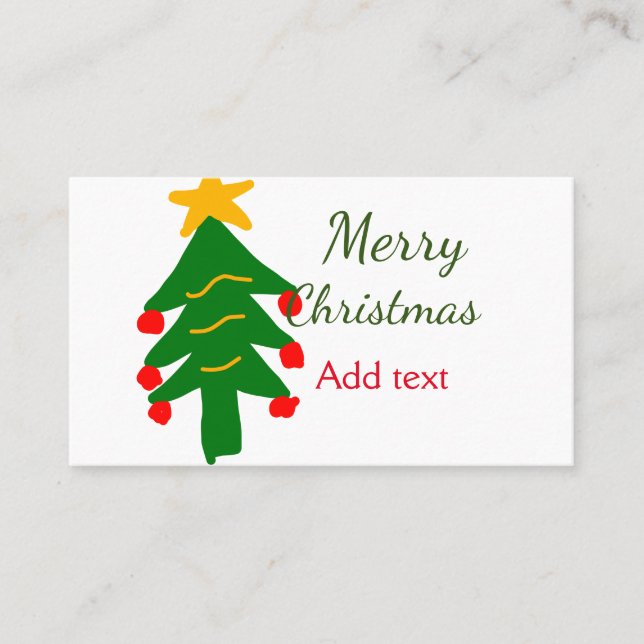 Carte De Visite Joyeux Noël rouge vert Noël ajouter le nom (Devant)