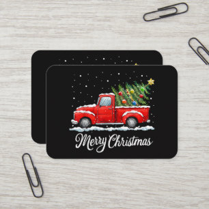 Carte De Visite Joyeux Noël Vintage Camion Rouge avec Arbre