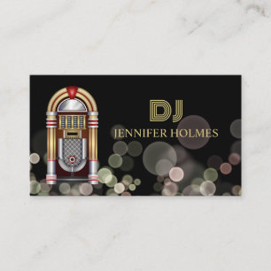 Carte De Visite Jukebox Bokeh Light DJ Black Business C