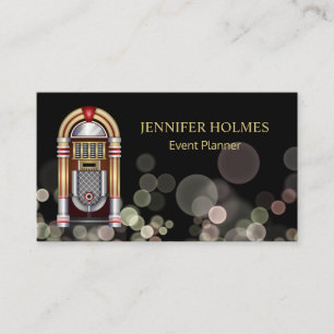 Carte De Visite Jukebox Bokeh Light Event Planner Black