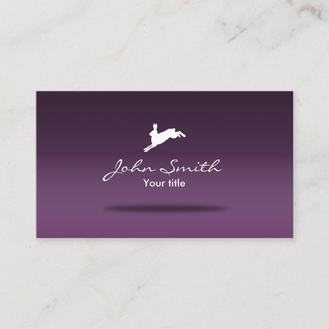 Carte De Visite Jumping Lièvre mignon Rabbit Logo Violet (Devant)