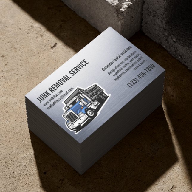 CARTE DE VISITE JUNK GARBAGE REMOVAL SERVICES HAULING SILVER (Créateur téléchargé)