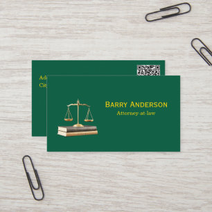 Carte de visite Justice Balance & Livres avec QR c