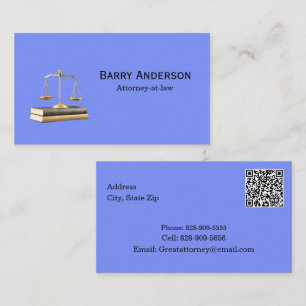 Carte De Visite Justice d'avocat Balance & Livres avec code QR