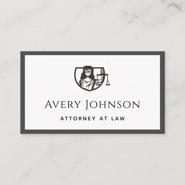 Carte De Visite Justice Lady Lawyer Scales Logo Grey & White Bold (Devant)