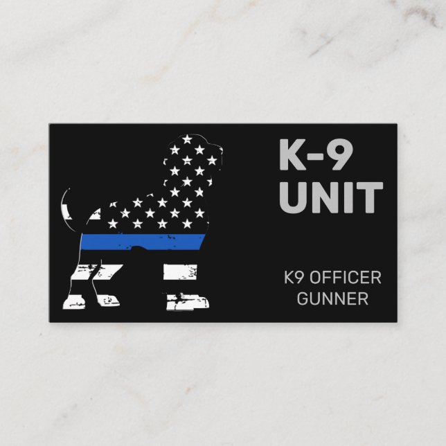Carte De Visite K9 Unité d'application de la loi Mince Ligne bleue (Devant)