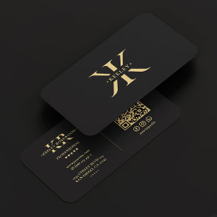 Carte De Visite K Monogram Logo élégant Noir moderne