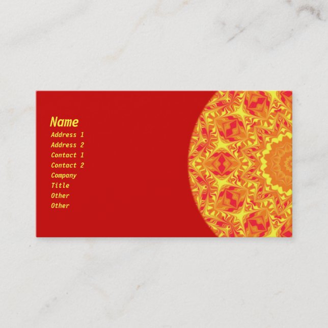Carte De Visite Kaléidoscope de fleur du feu (Devant)