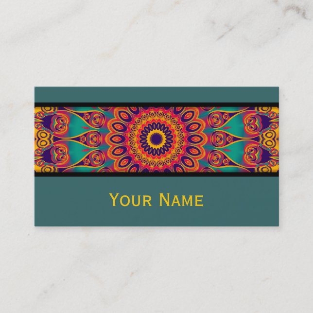 Carte De Visite Kaleidoscope Fractal - tatouage II + votre texte (Devant)