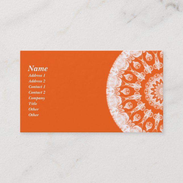 Carte De Visite Kaléidoscope orange de sorbet (Devant)