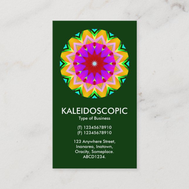 Carte De Visite Kaliedoscopic Mandala 02 - Vert foncé (003300) (Devant)