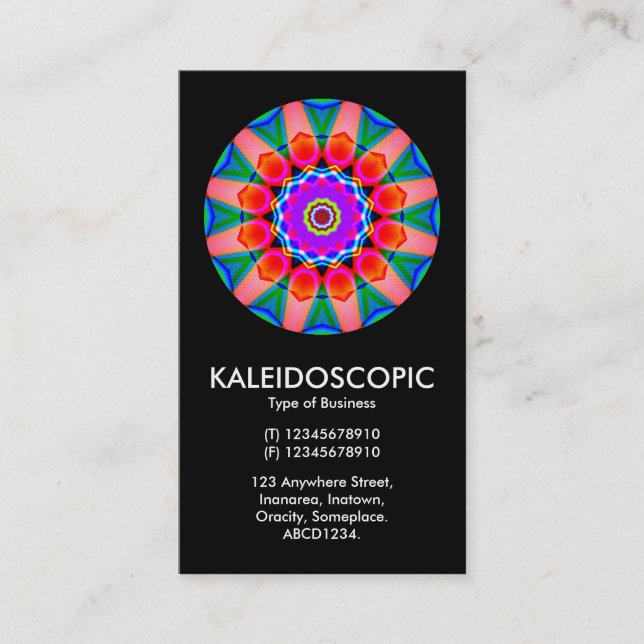 Carte De Visite Kaliedoscopic Mandala 03 - Noir (Devant)