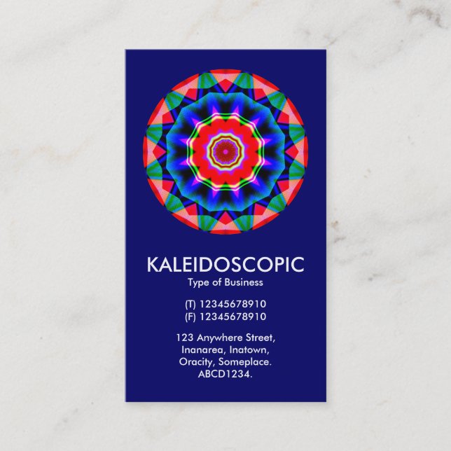 Carte De Visite Kaliedoscopic Mandala 04 - Bleu foncé (000066) (Devant)