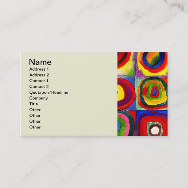 Carte De Visite Kandinsky Farbstudie Quadrates Cercles Art  (Devant)