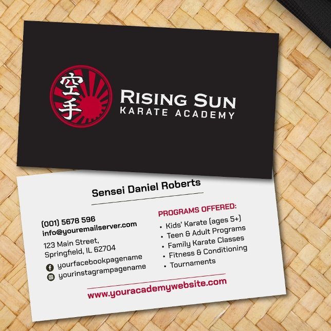 Carte De Visite Karate Academy - Rising Sun Kanji (Créateur téléchargé)