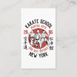 Carte De Visite Karaté rouge blanc illustration Cours d'arts marti
