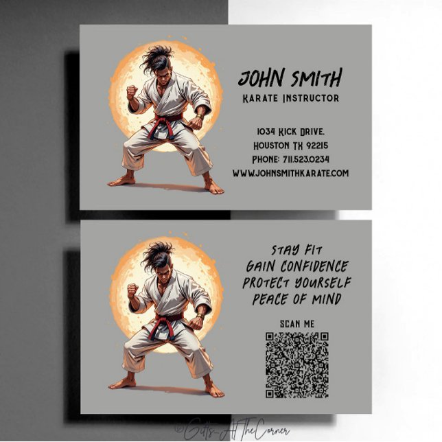 Carte De Visite Karate Taekwondo Judo Instructeur en arts martiaux (Créateur téléchargé)