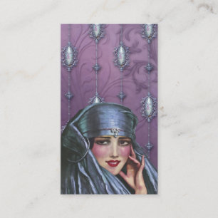 Carte De Visite KARMA du CACHEMIRE, DAME EXOTIQUE dans BLEU et