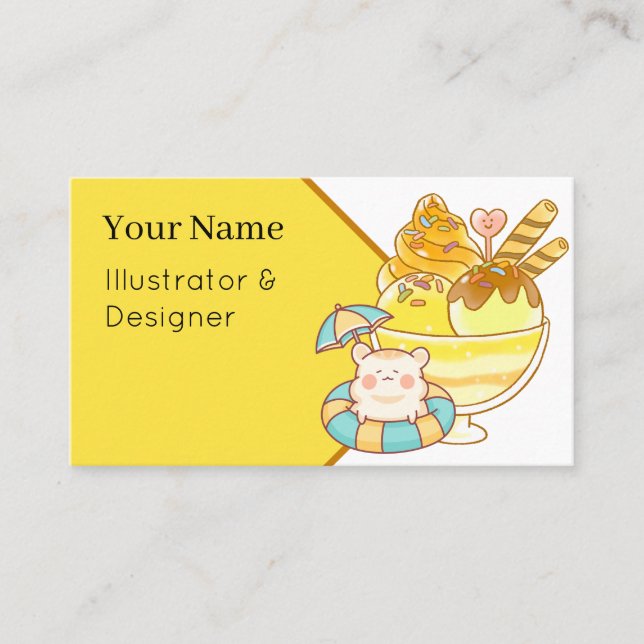 Carte De Visite Kawaii Hamster Géant Sundae - Glace d'Été & V (Devant)