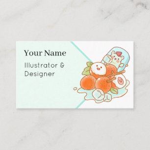 Carte De Visite Kawaii Hamster Lychee Fruit - Jolie Esthétique d'É