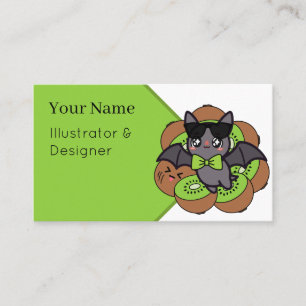 Carte De Visite Kawaii Kiwi Chauve-souris avec Lunettes de soleil