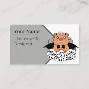 Carte De Visite Kawaii Vampire Capybara - Cimetière Effrayant