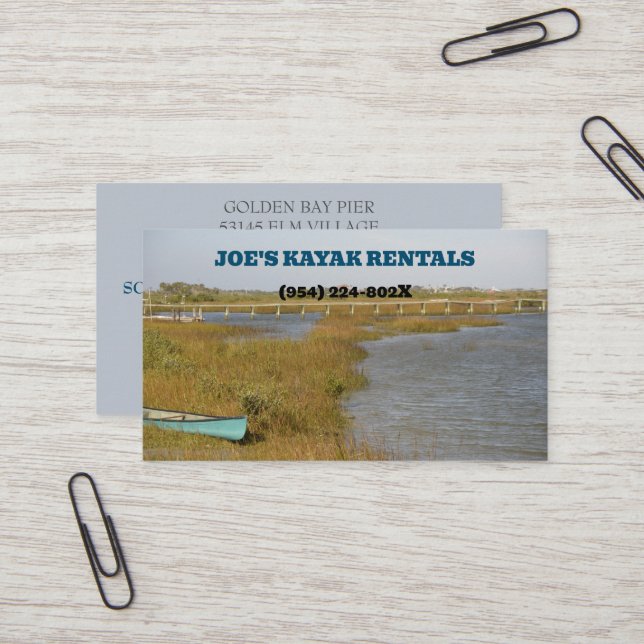 Carte De Visite Kayak Location / Nature Extérieure Visites guidées (Devant/Arrière en situation)
