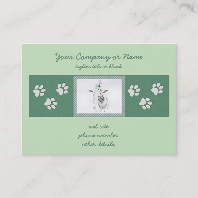 Carte De Visite Keeshond Noël Snowman Peinture Chien Art (Devant)