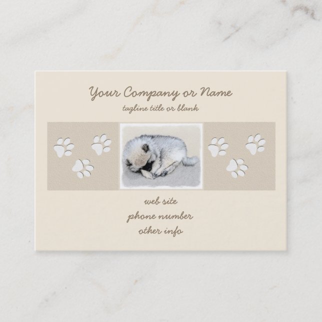 Carte De Visite Keeshond Sleeping Puppy Peinture Chien Art origina (Devant)
