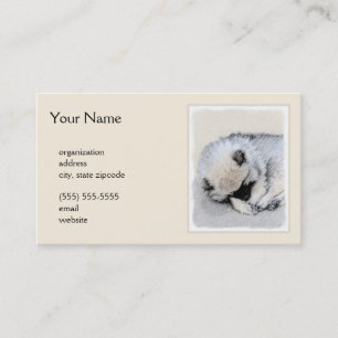 Carte De Visite Keeshond Sleeping Puppy Peinture Chien Art origina