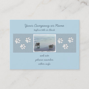 Carte De Visite Keeshonds at the Seashore Peinture Dog Art