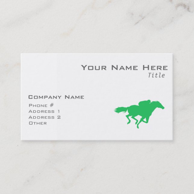 Carte De Visite Kelly Green Horse Racing (Devant)