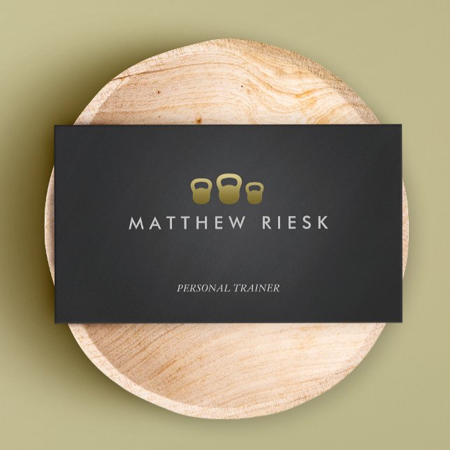 Carte De Visite Kettle Bell Personal Trainer Fitness Noir (Créateur téléchargé)