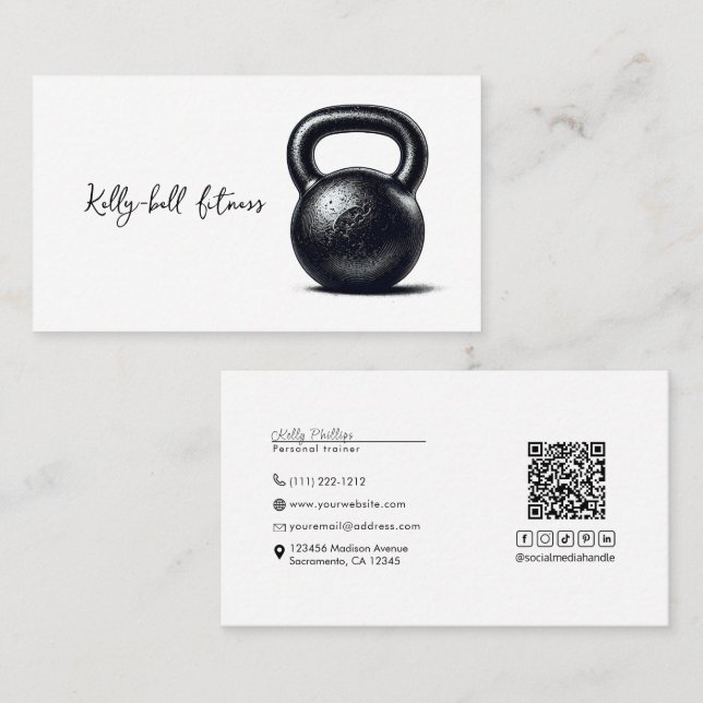 Carte De Visite Kettlebell Fitness Formation personnelle (Devant / Derrière)