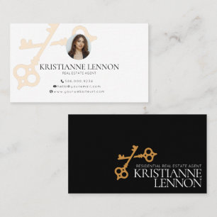 Carte De Visite Key Logo Modern Real Estate or Rental Agent Busine