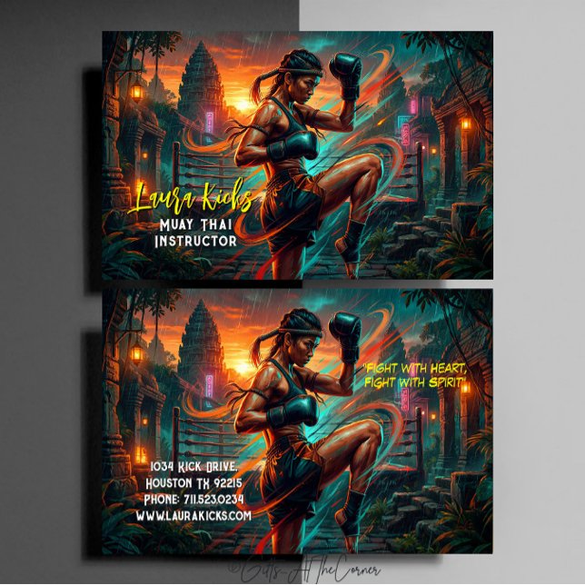 Carte De Visite Kickboxing Martial Arts Muay Thai Instructor (Créateur téléchargé)