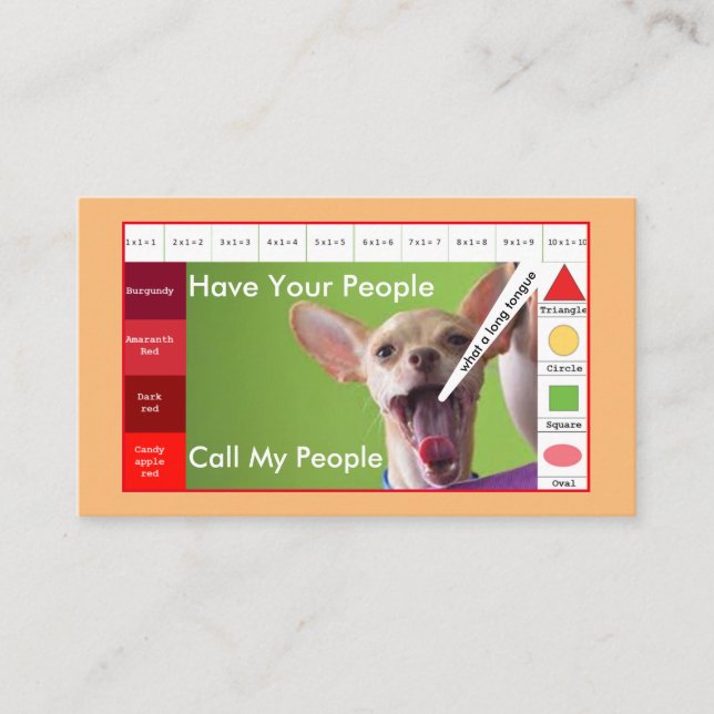 Carte De Visite Kids Funny chien jeu éducatif (Devant)