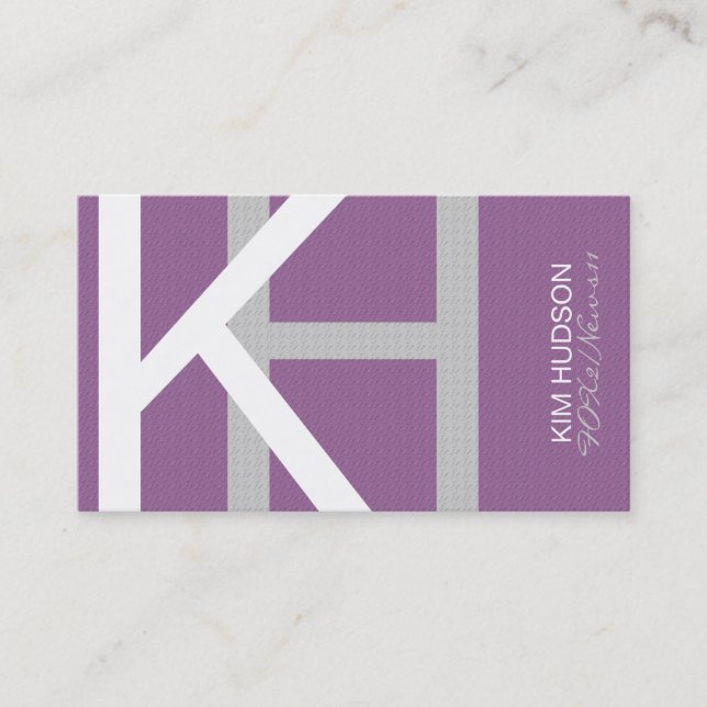 Carte De Visite Kim H Monogramme Texturé Tendance (Devant)